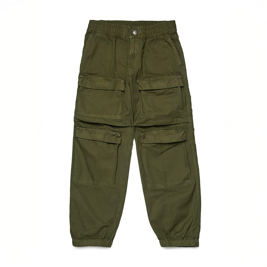 Green Cotton cargo pants with multiple pockets