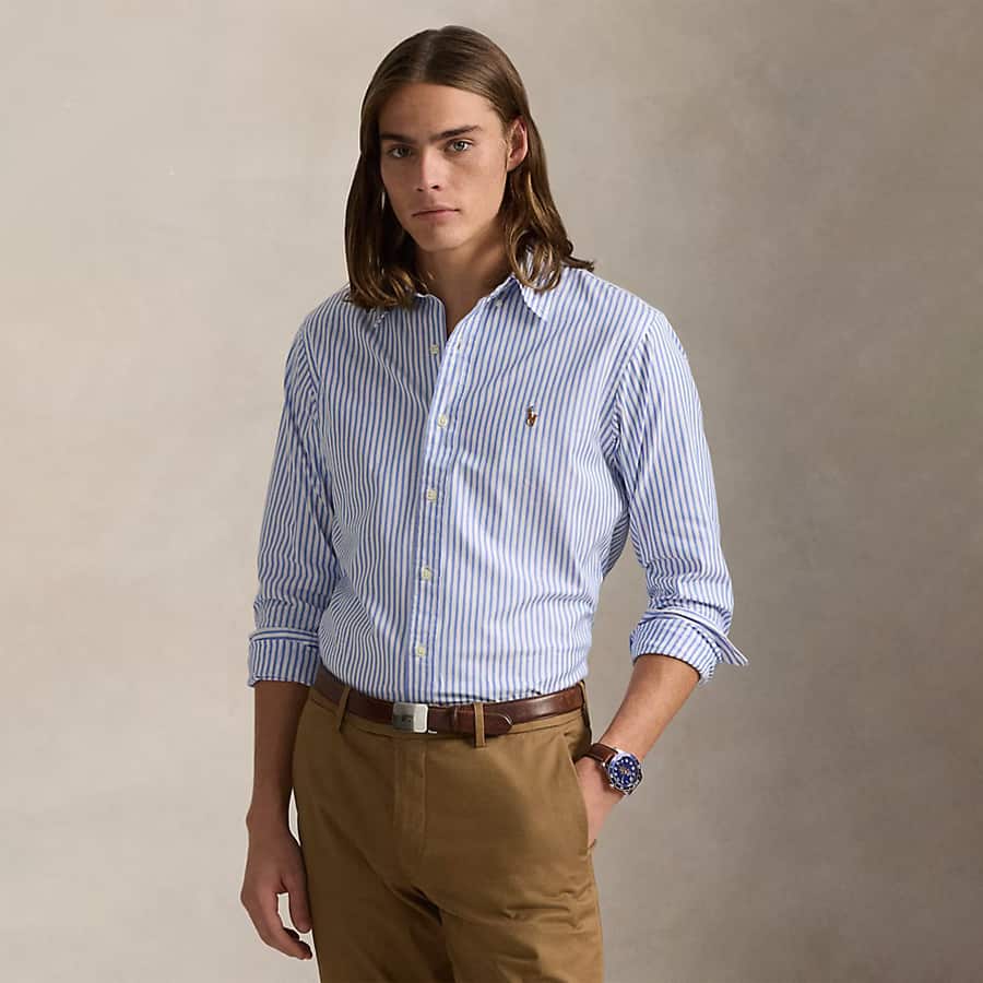 Custom Fit Striped Stretch Oxford Shirt