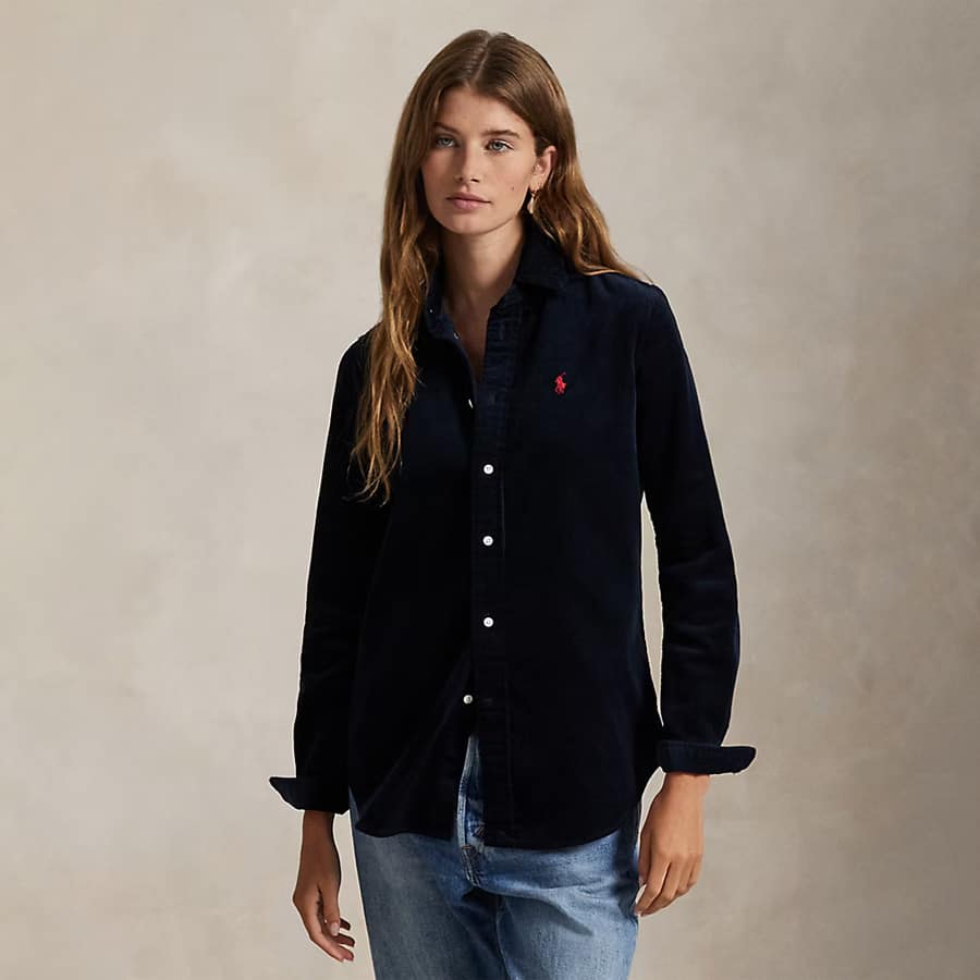 Stretch Slim Fit Cotton Corduroy Shirt