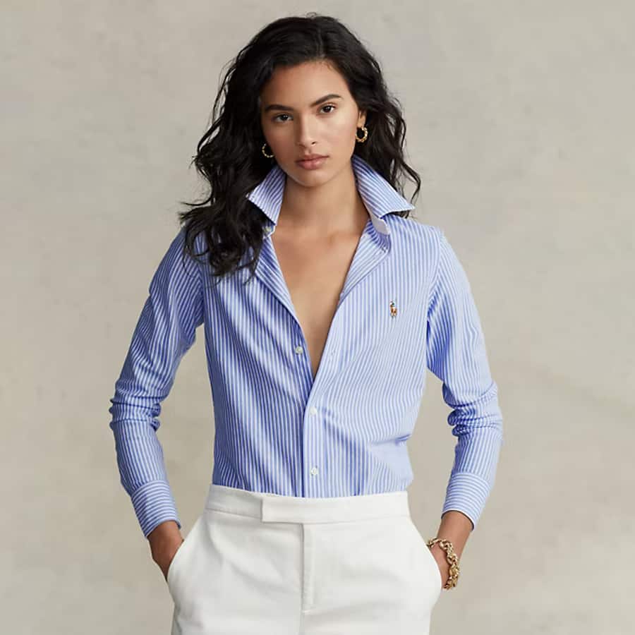 Striped Knit Oxford Shirt