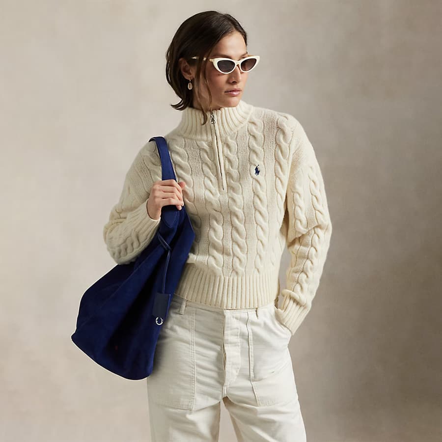 Cable Wool-Cashmere Half-Zip Jumper