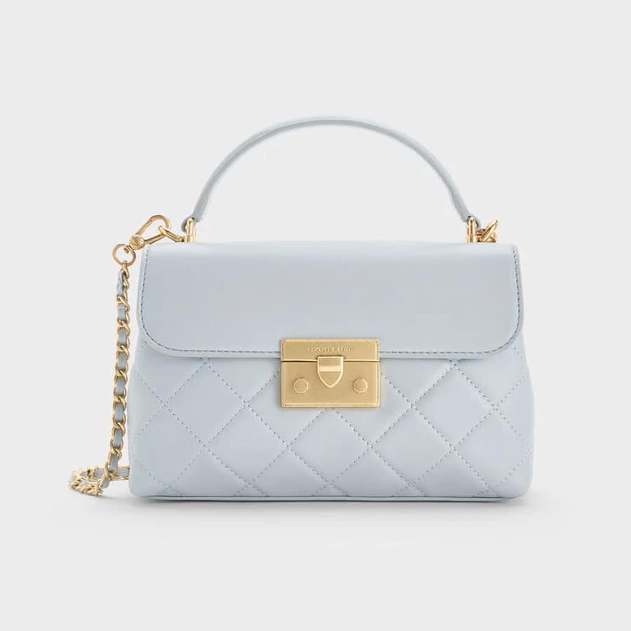 Alva Quilted Top Handle Bag - Sea Salt Blue