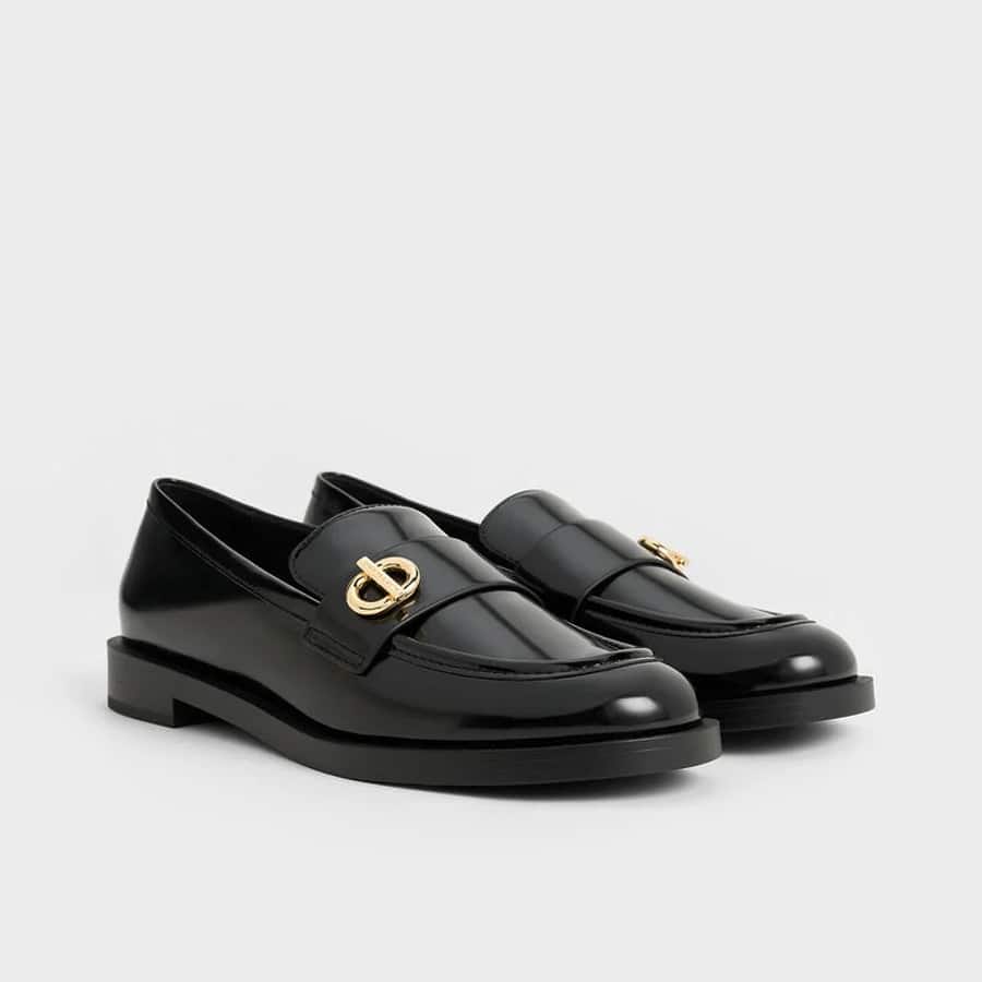 Metallic-Accent Loafers - Black Box
