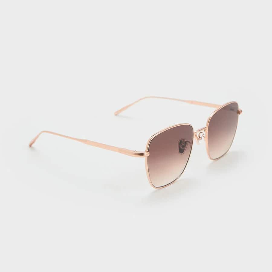 Delta Metallic-Rim Square Sunglasses - Rose Gold