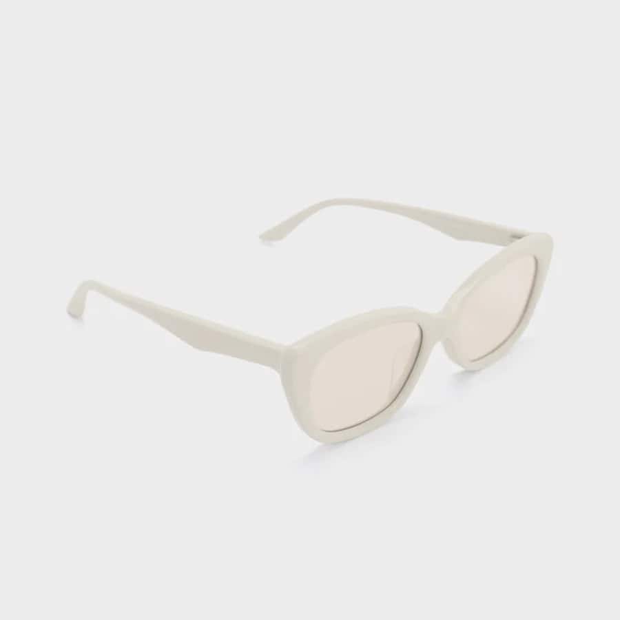Maeva Recycled Acetate Cat-Eye Sunglasses - Chalk