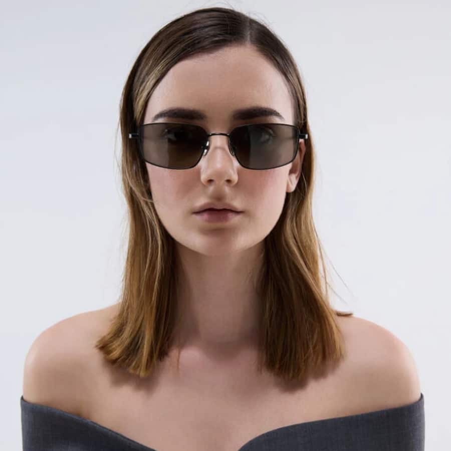 Inara Metallic-Rim Sunglasses - Black