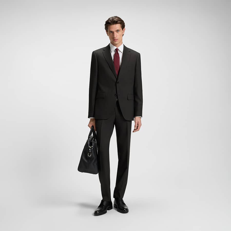 Two-piece regular-fit suit in patterned stretch fabric