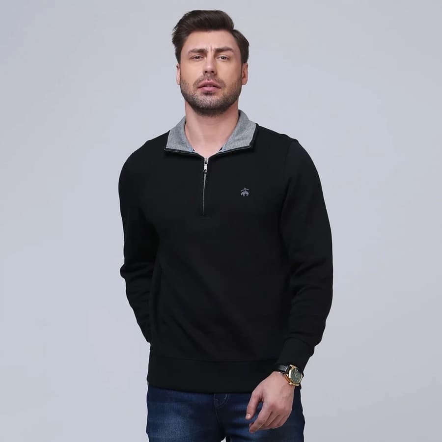 French Terry Solid Regular Fit Half-Zip