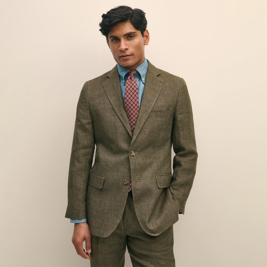 Irish Linen Houndstooth Slim Fit Separate Jacket
