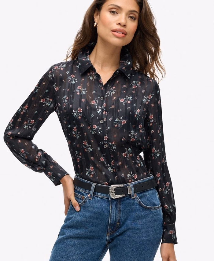 Sheer lurex printed blouse