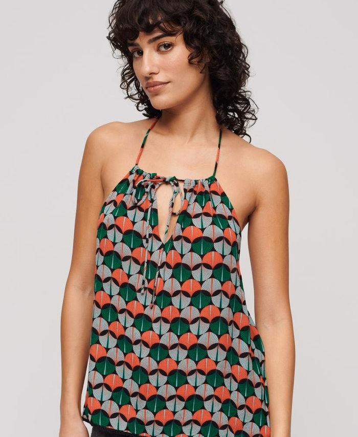 Printed beach halter top