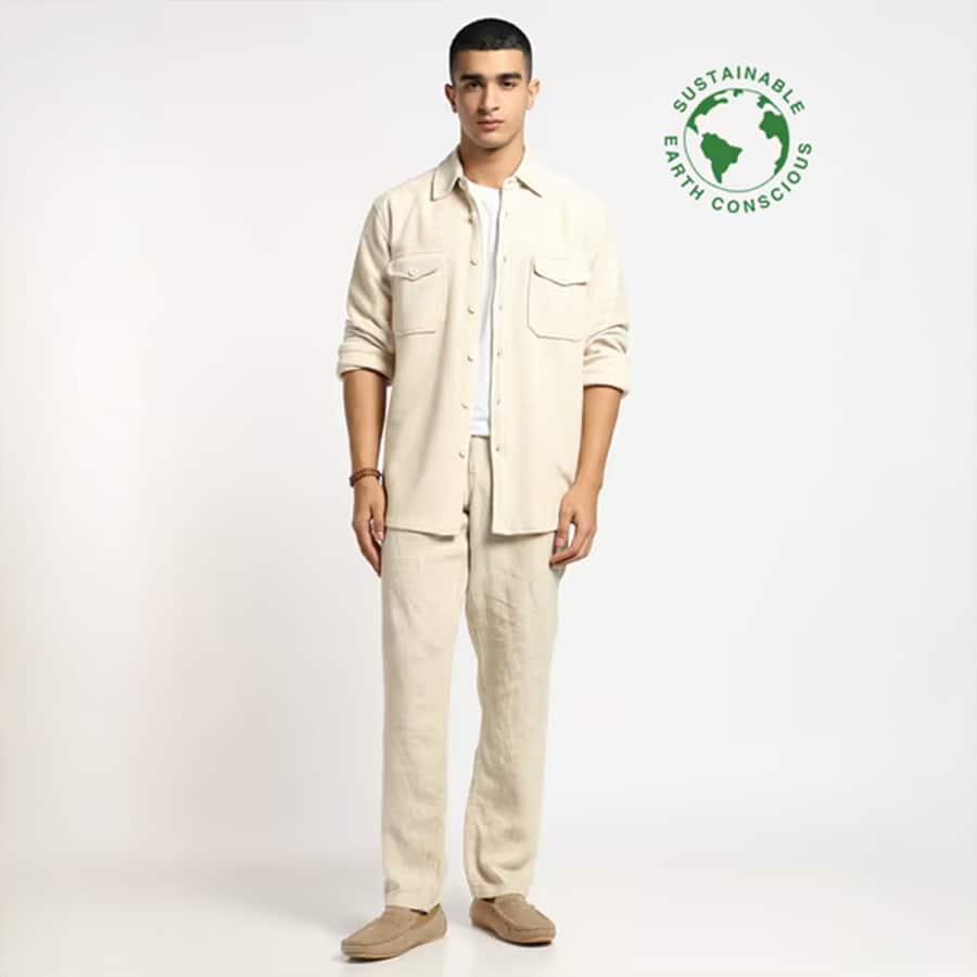 Herringbone-Knit Regular Fit Organic Cotton Shacket