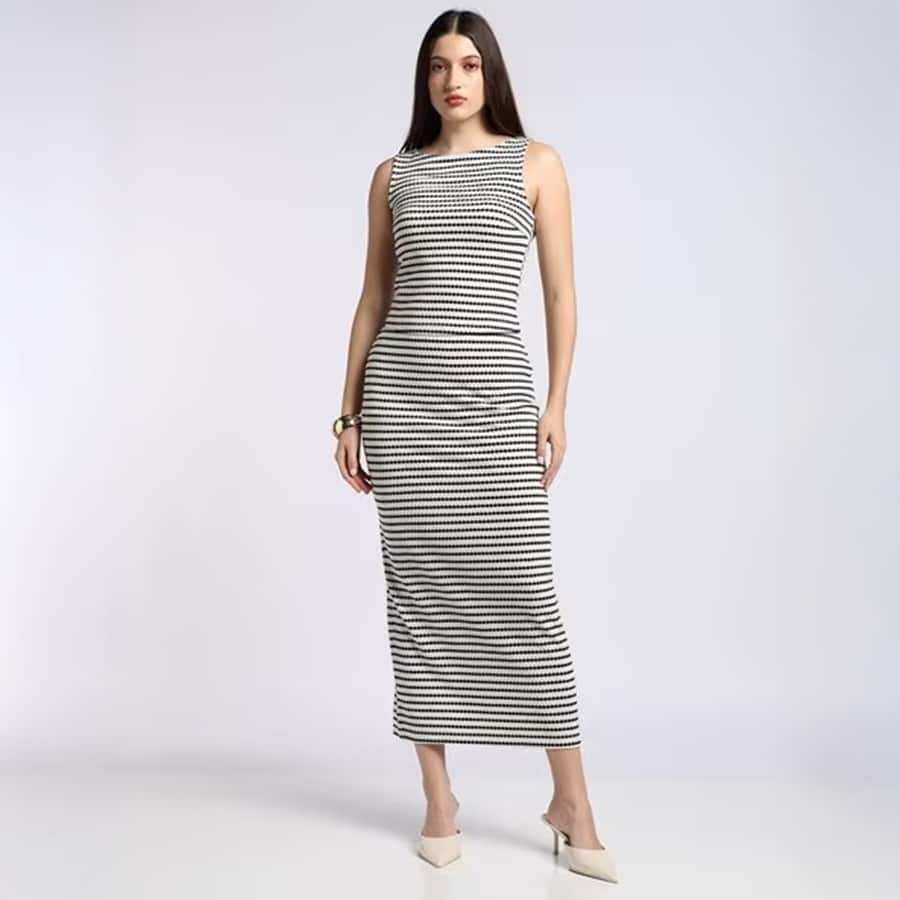 Striped Regular Fit A-Line Skirt