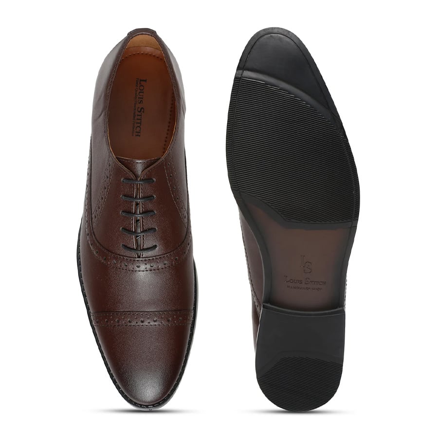 Brunette Brown Oxford Style Comfortable Formal Laceup Shoes