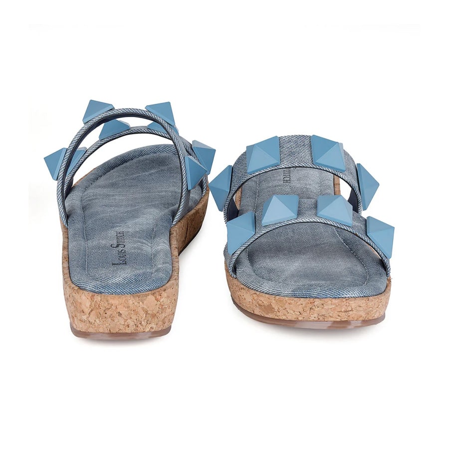 Women's Two Strap Diamond Stone Blue Lightweight Sandals