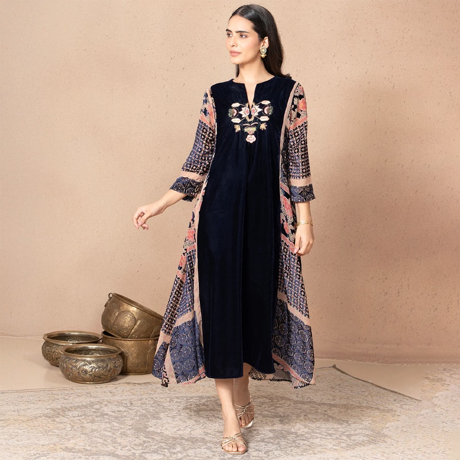 NAVY VELVIQUE TUNIC