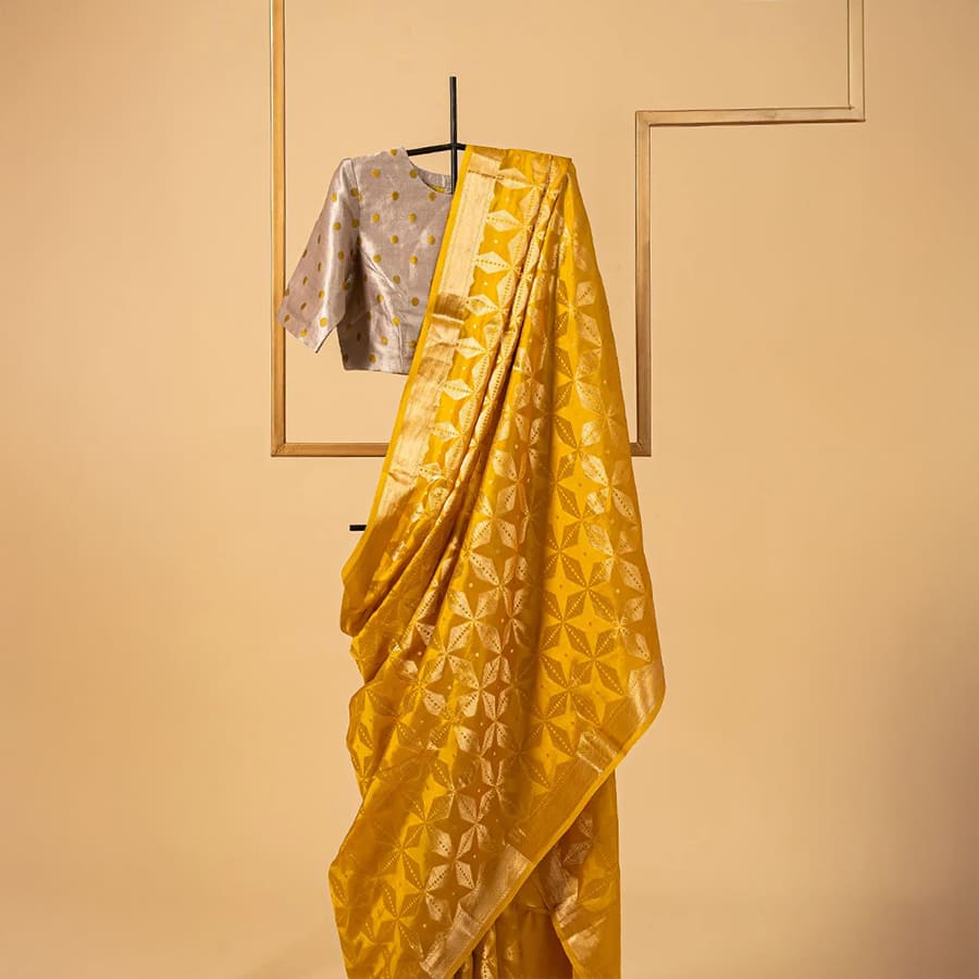 Old Gold Banarasi Silk Sari
