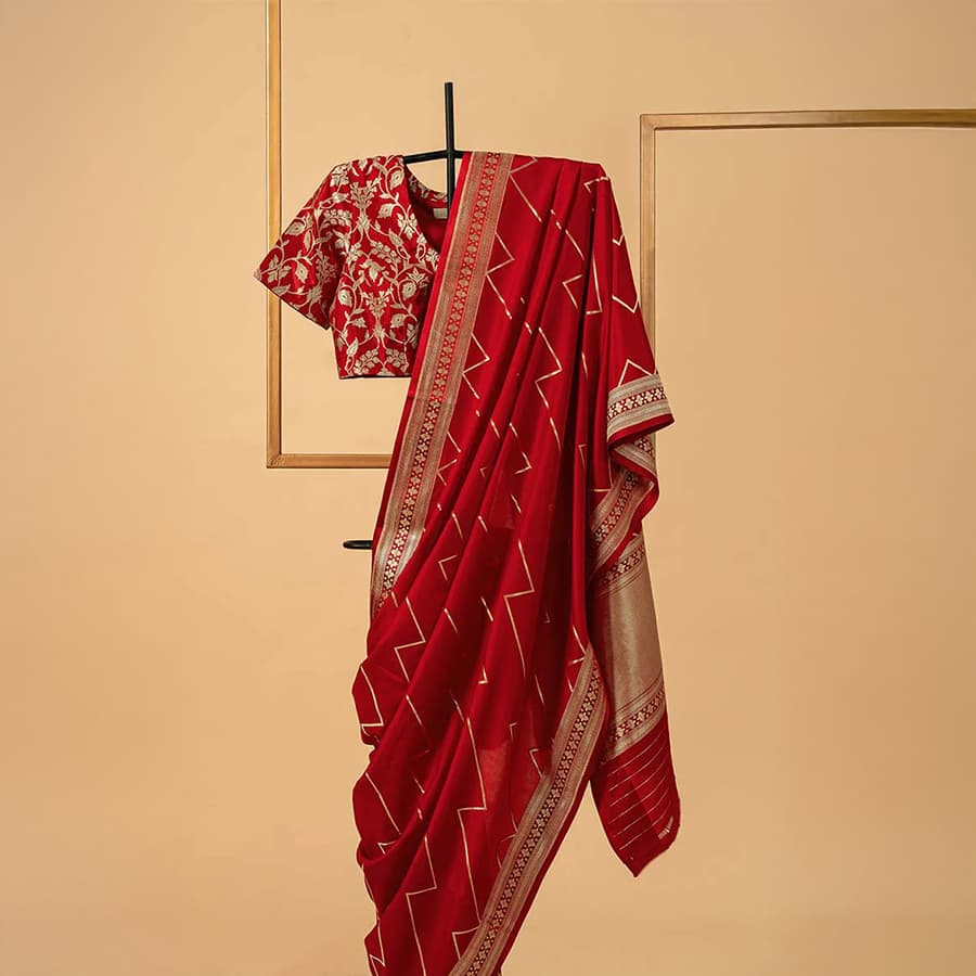Red Banarasi Silk Sari