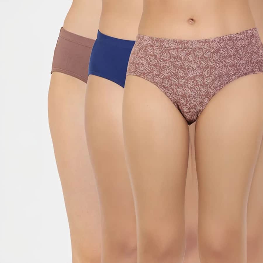 Zivame Medium Rise Full Coverage Hipster Panty (Pack of 3) - Multicolor