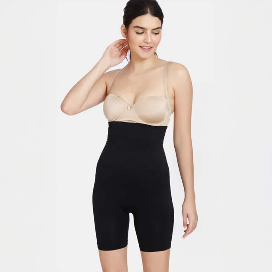Zivame All day Highwaist Thigh Shaper - Black