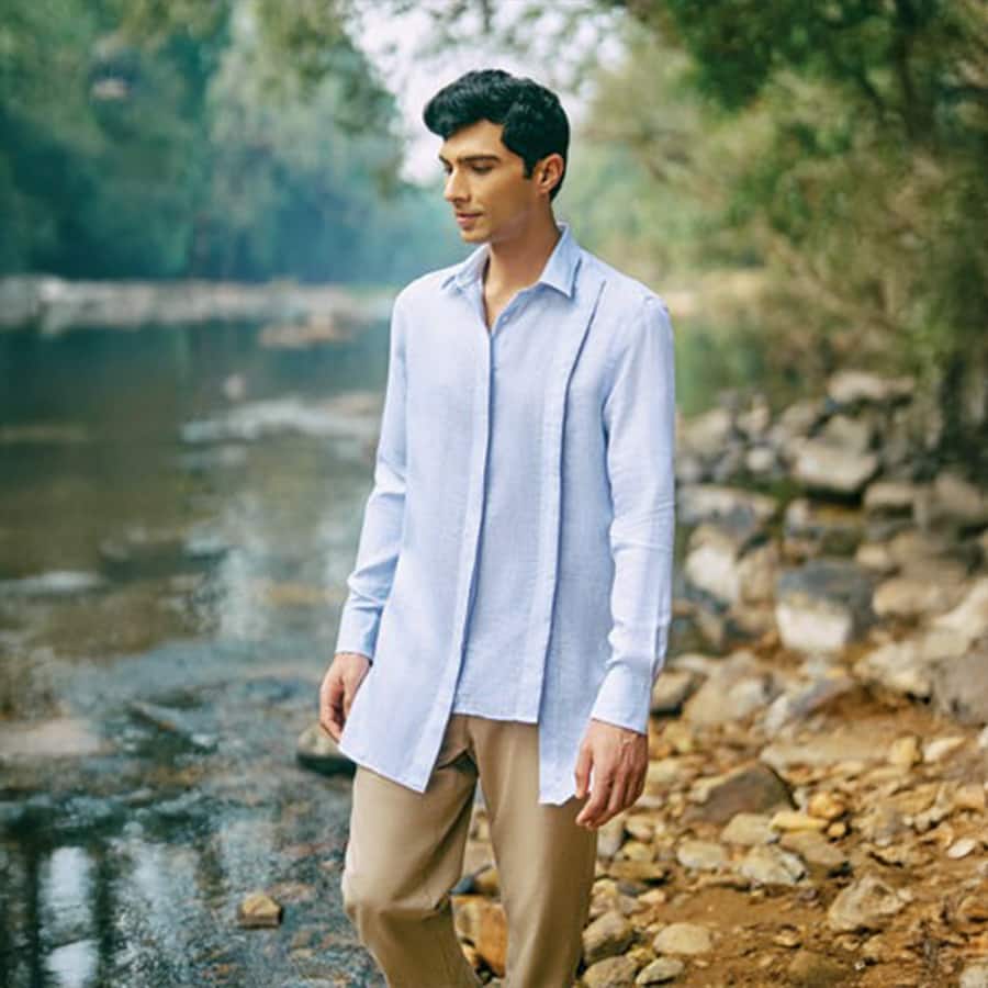 Pastel Blue Linen Shirt