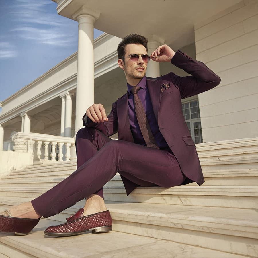 Purple Single Breasted Blazer & Pants