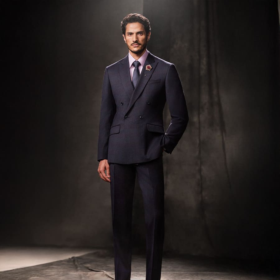 Double-Breasted Navy Suit