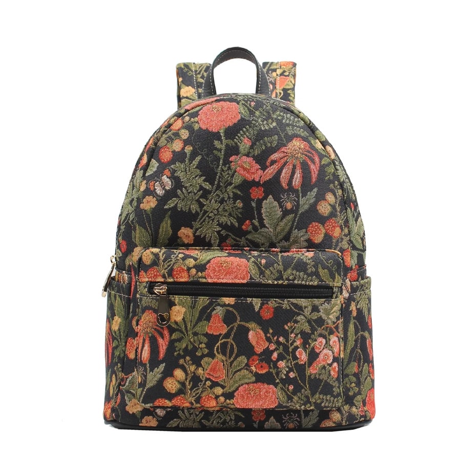 Floral Summer Black Backpack