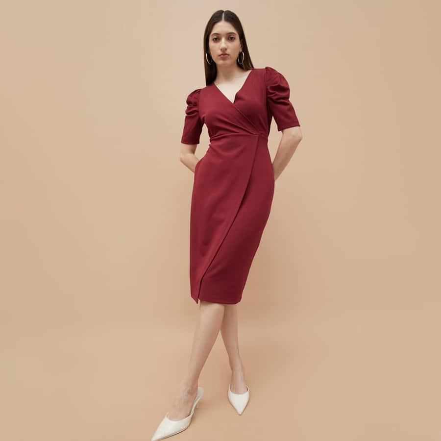 CODE Solid Wrap Dress