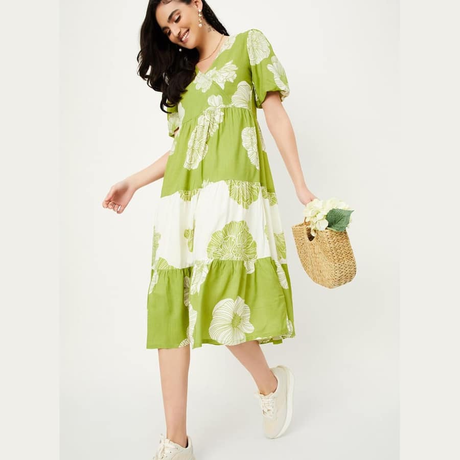 Women Floral Printed Midi Dress
