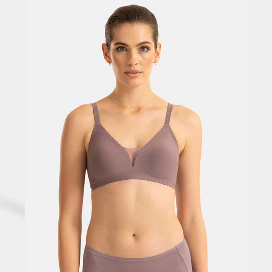 Wirefree Padded Soft Touch Microfiber Elastane Medium Coverage Bonded Tech T-shirt Bra with Reinforced Side Support - Mauve