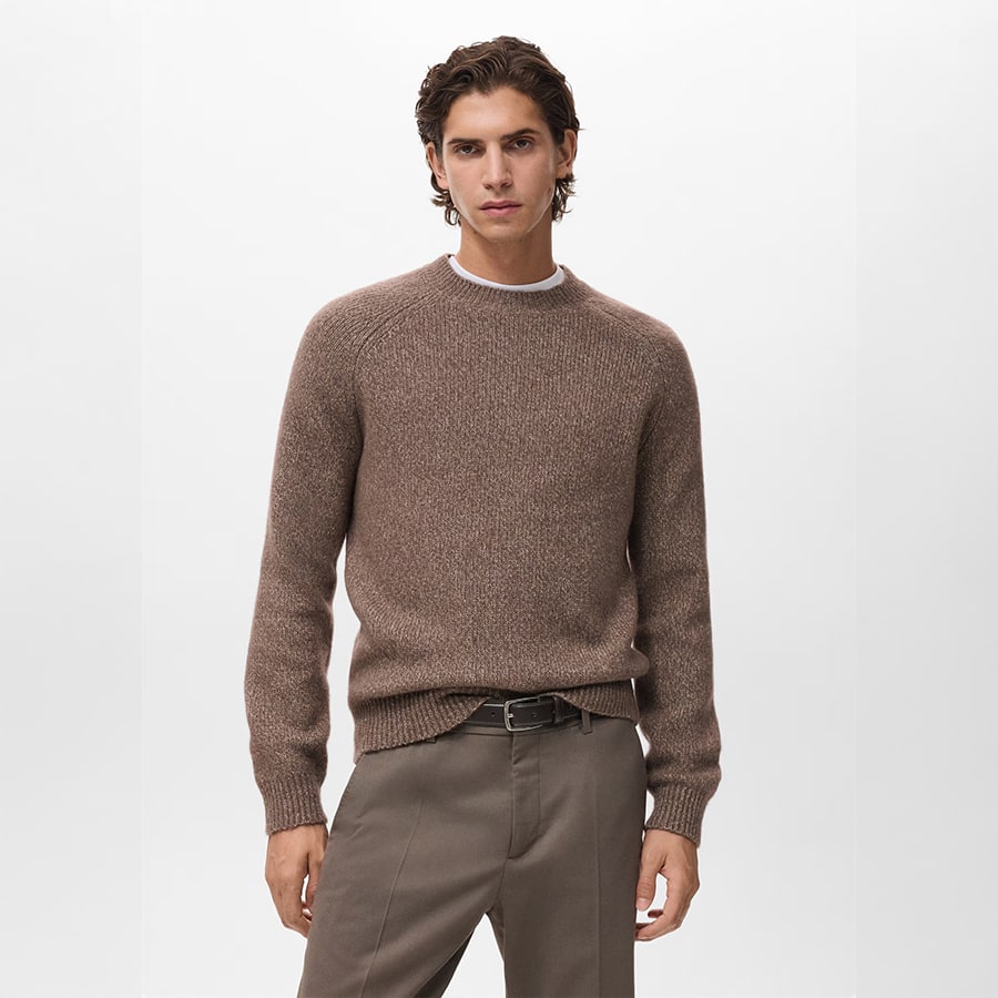 Fine-knit wool-blend sweater - Medium Brown