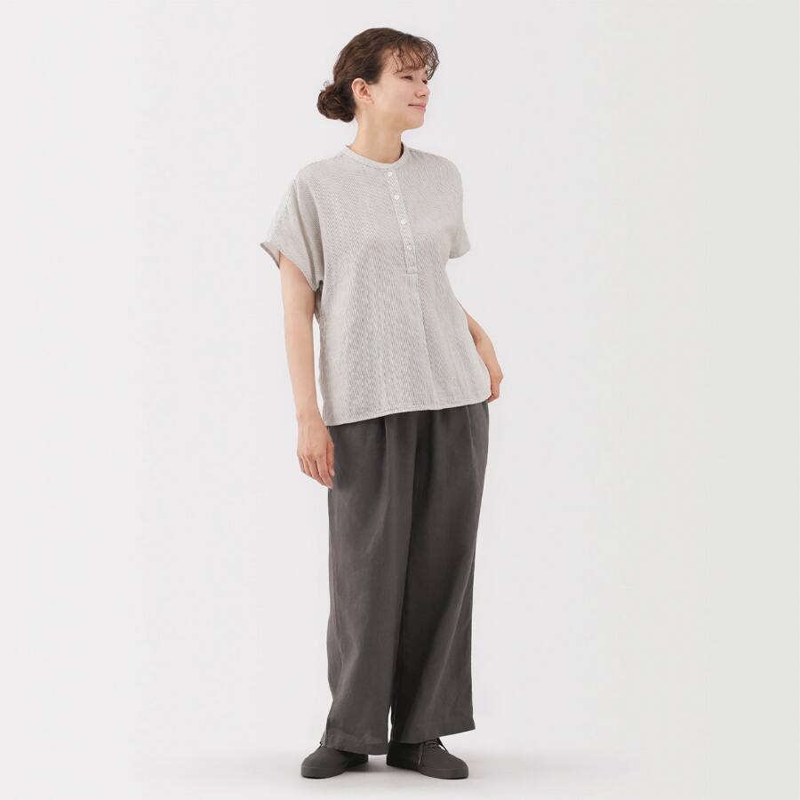 W's washed linen easy wide pants(ASEAN)