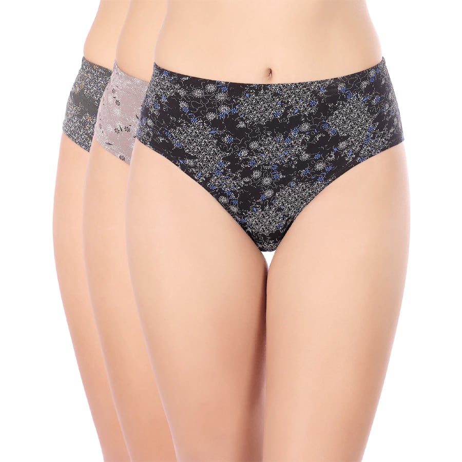 Bodycare Mid Rise Self Design Panty (Pack of 3) - Multicolor-5417