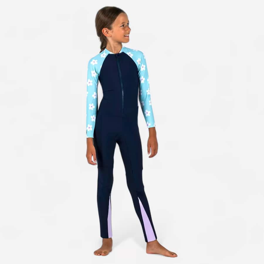 Girls' Long Sleeve UV Swimsuit Combiswim Protective & Comfortable Navy Blue