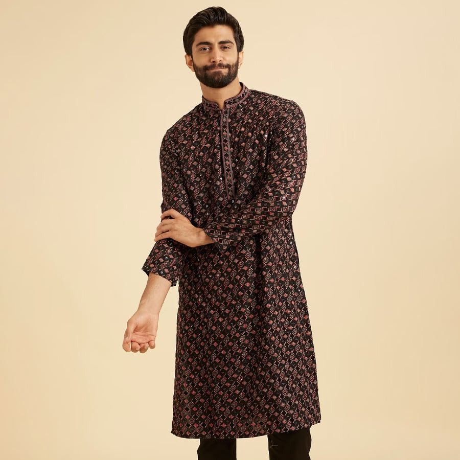 Elegant Black Kurta Pajama Ensemble