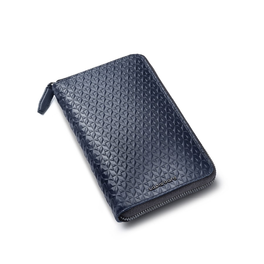 Passport Wallet Lapis Bard Enigma Zip Around With Cash And Card Slot Navy