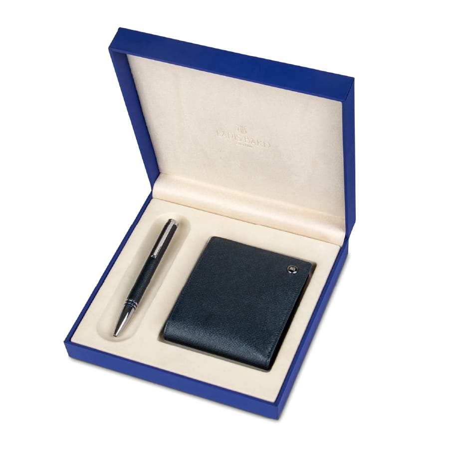 Gift Set Lapis Bard Torque Artis Leather Navy With Chrome Trim Bp With Stanford Wallet