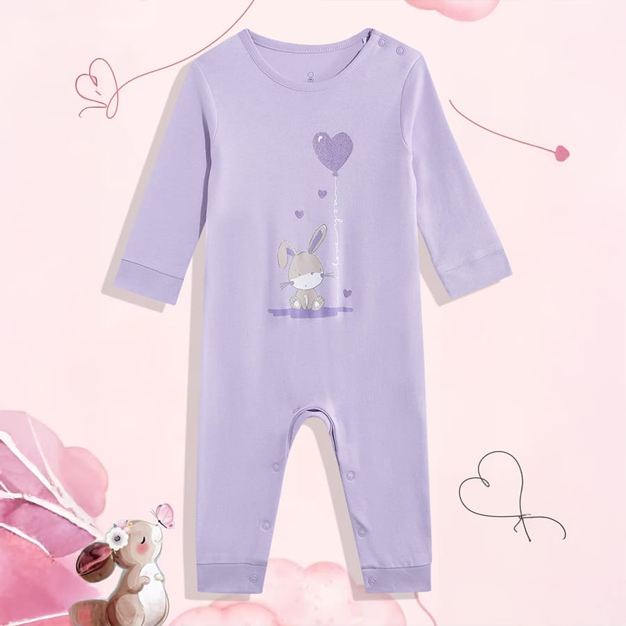 Mothercare Girls Cuddle Bunny Printed Full Sleeve All-In-One - Pink