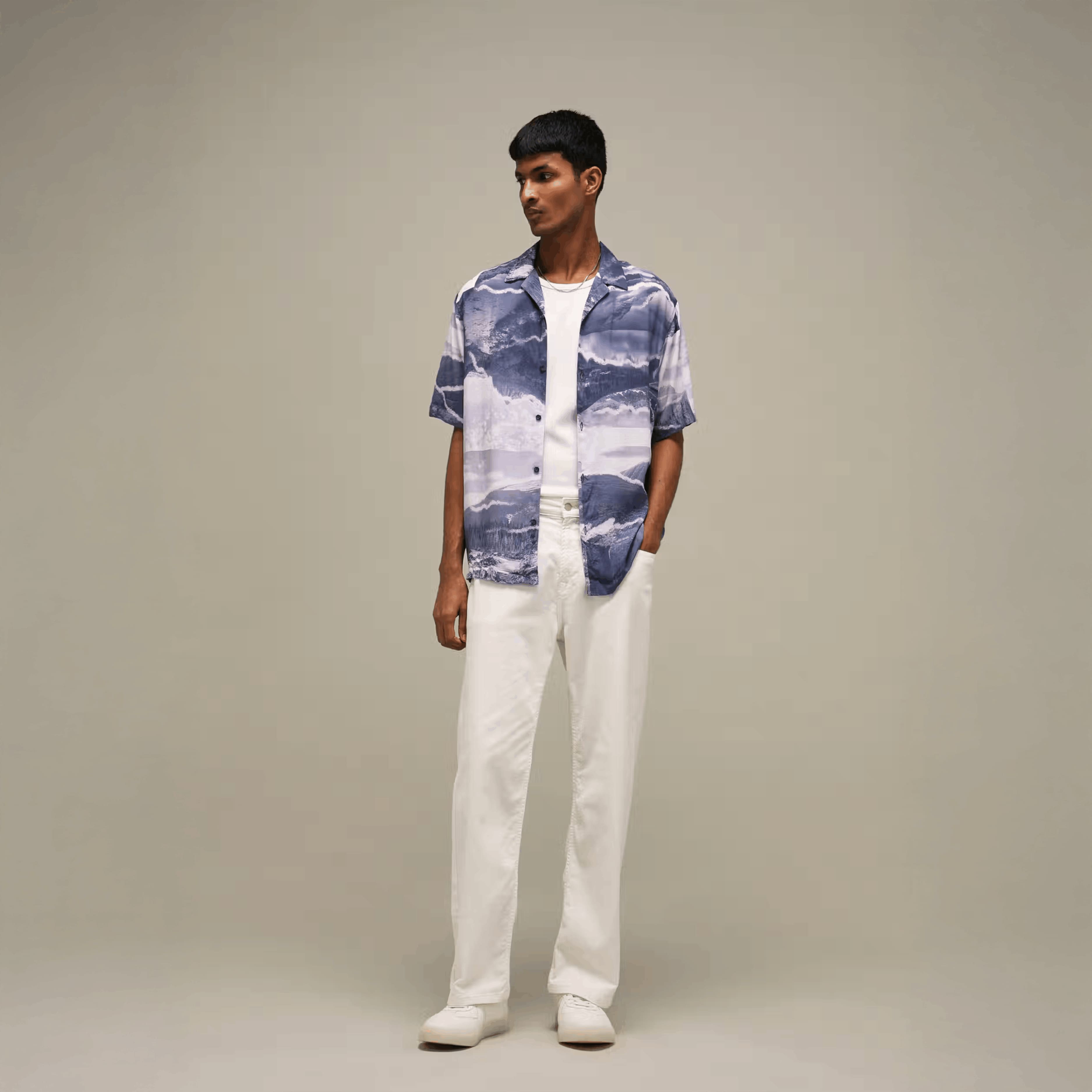 Lilac Abstract Print Loose Fit Casual Shirt