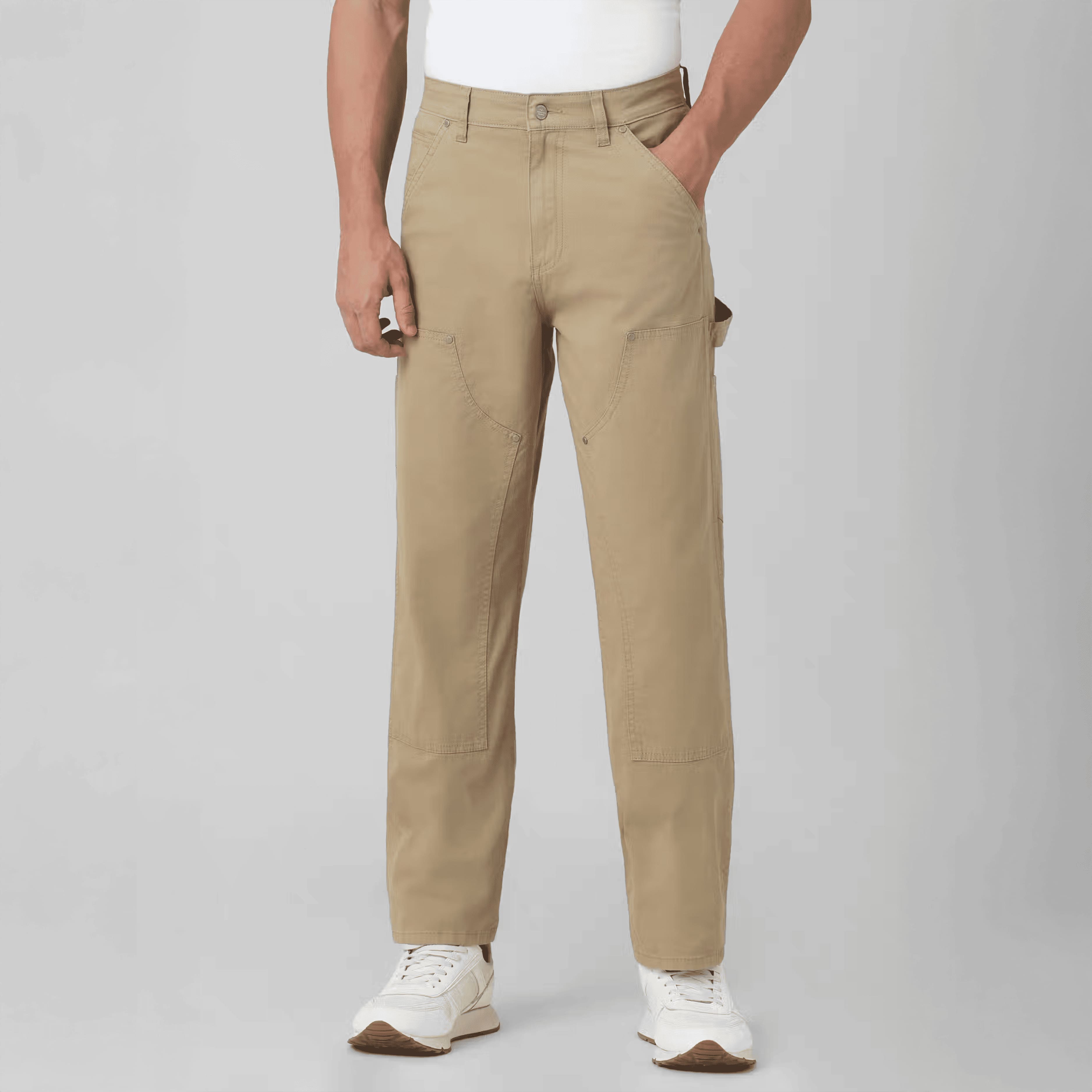 Beige Loose Straight Fit Cargos