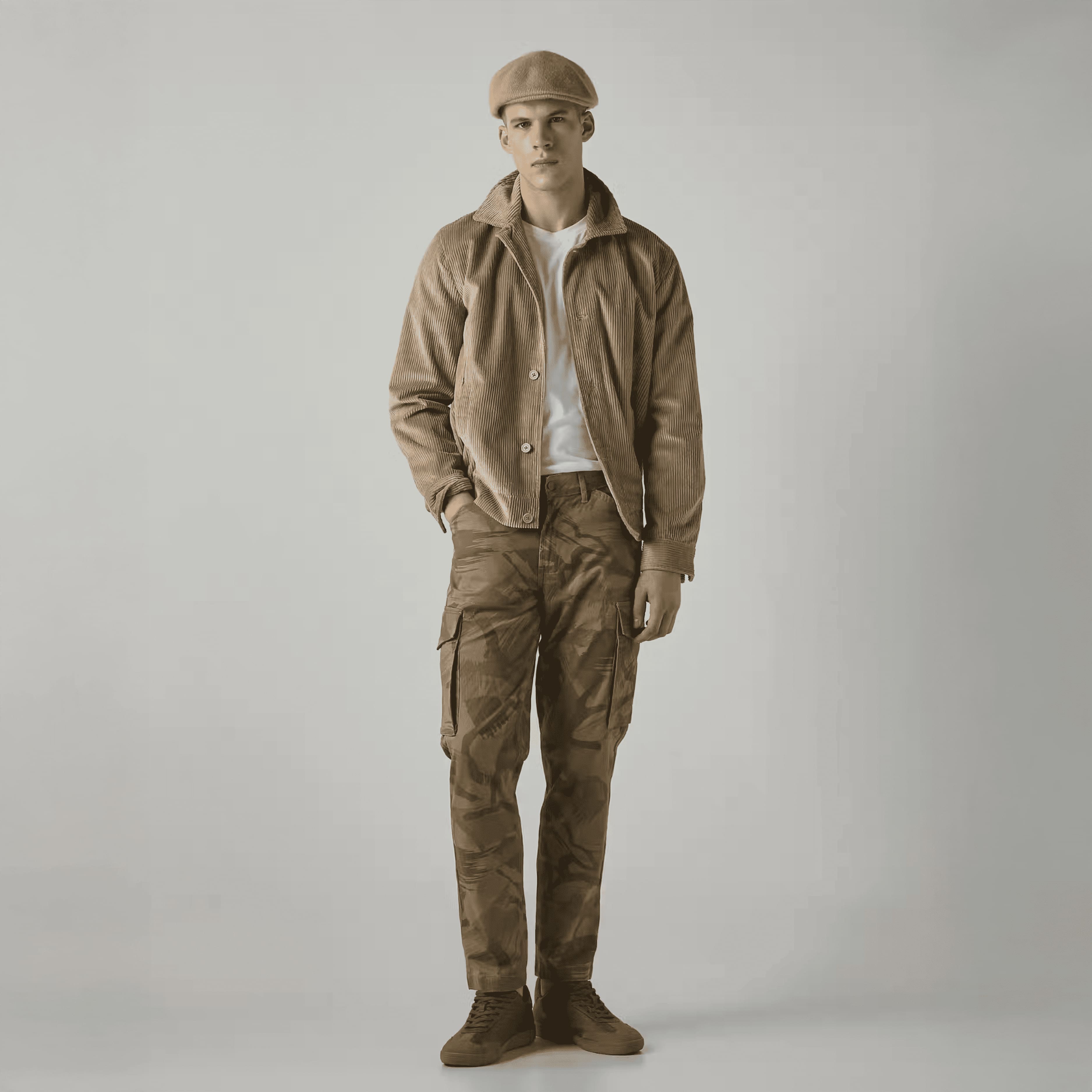 Khaki Slim Fit Cotton Cargo