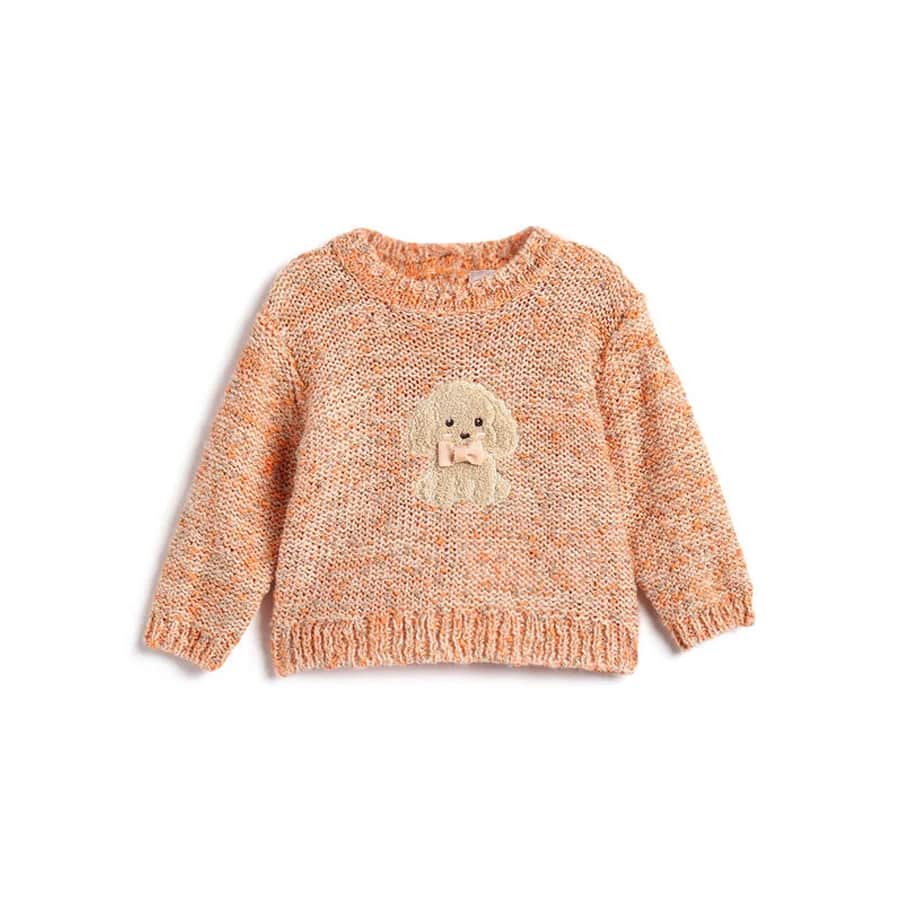 Girls Orange Ribbed Pullover