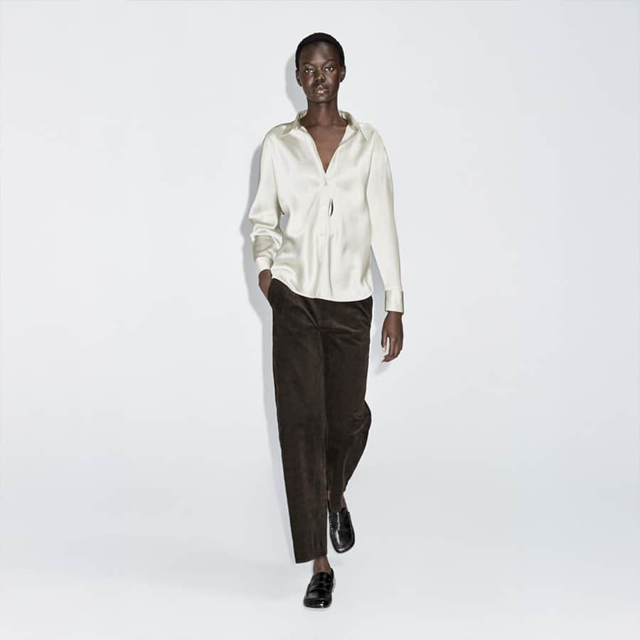 Satin shirt with batwing sleeves