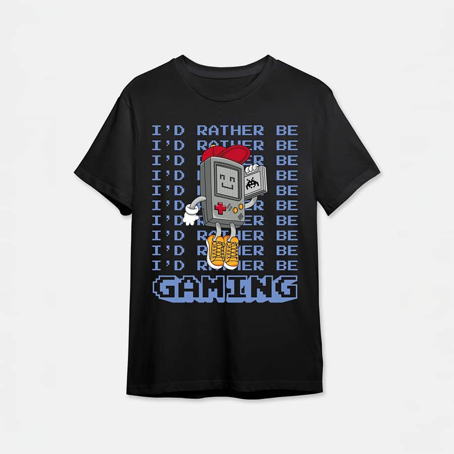 I’d Rather Be Gaming – Gaming Quotes Tshirt – Black