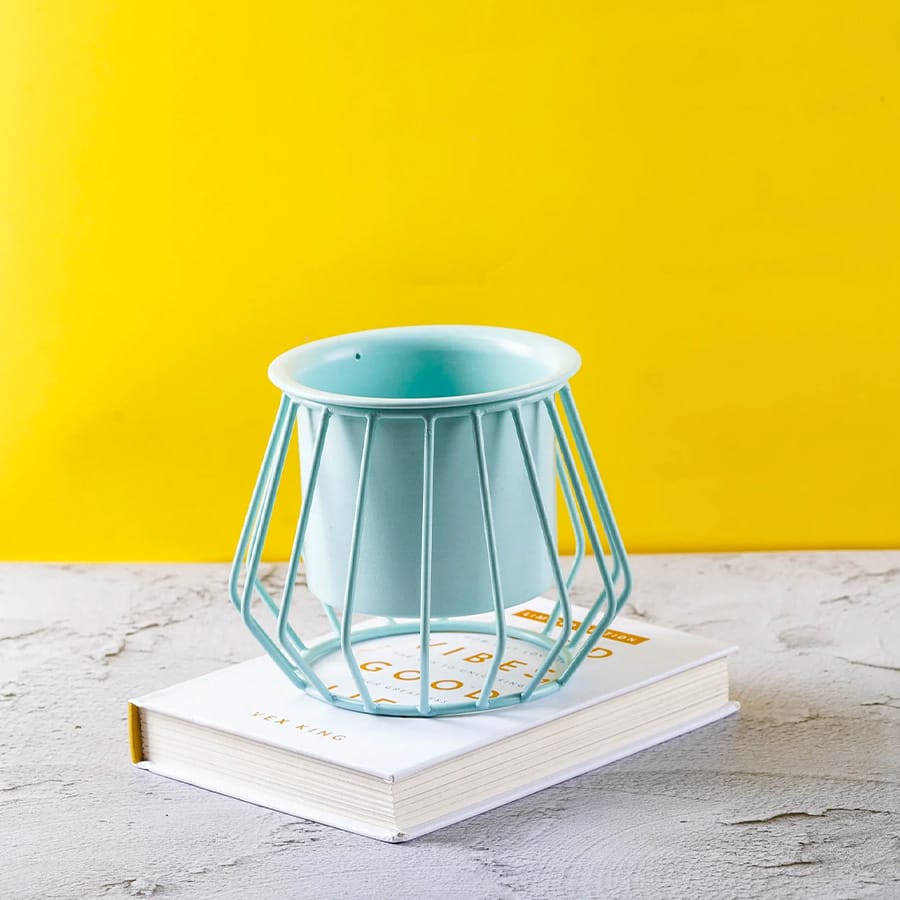 Diamond ottoman metal stand with planter