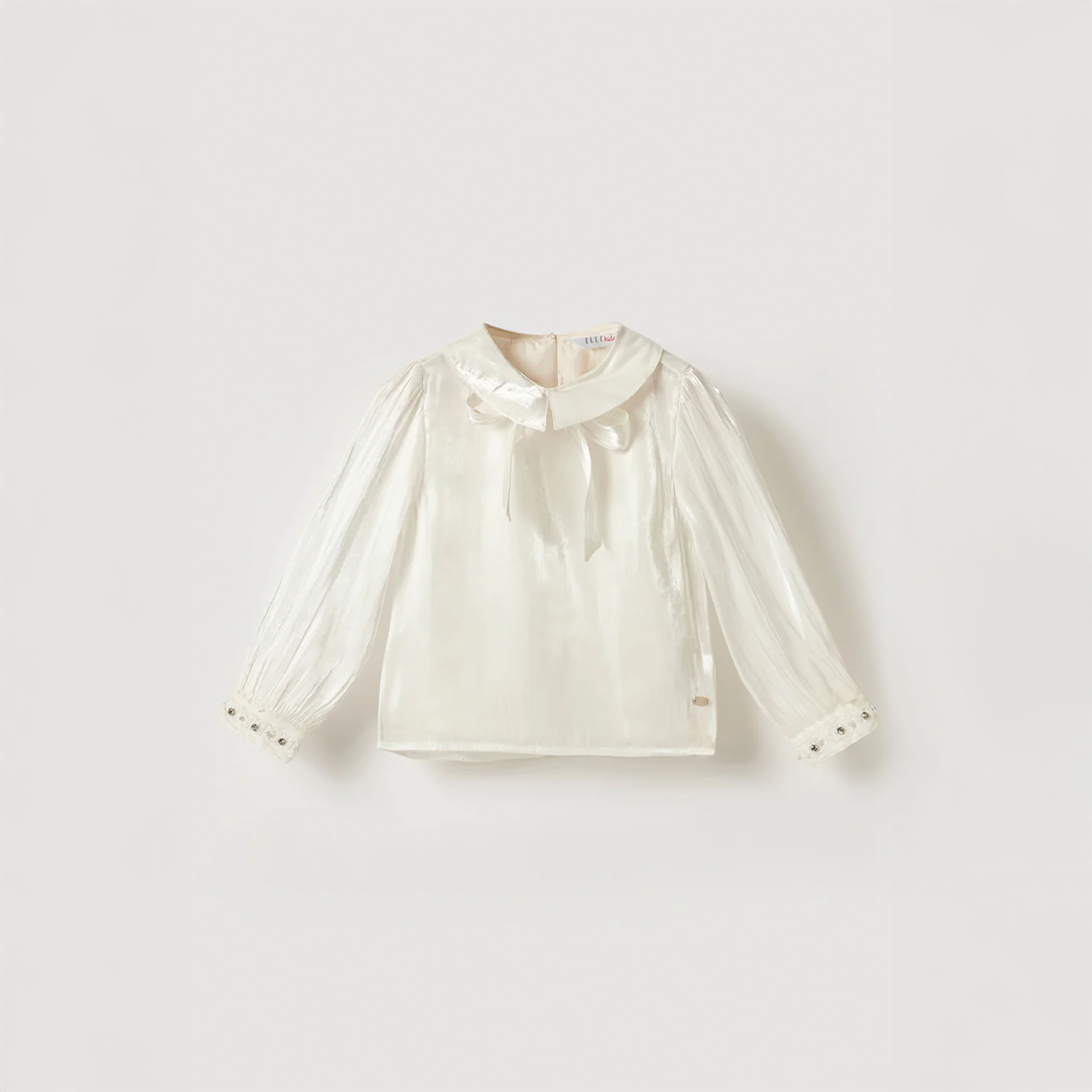 White Solid Round Neck Top