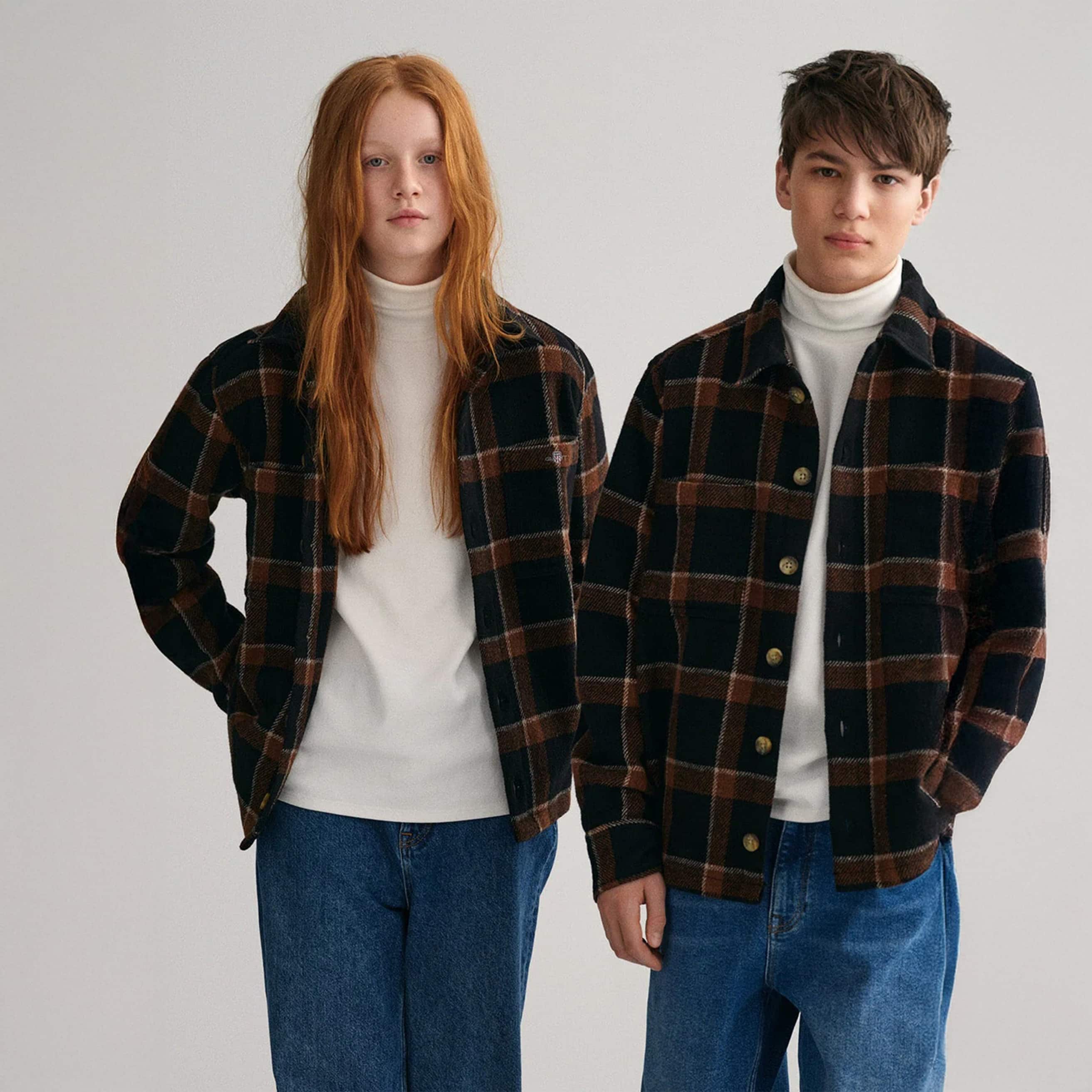 Kids Black Checked Relaxed Fit Shirt