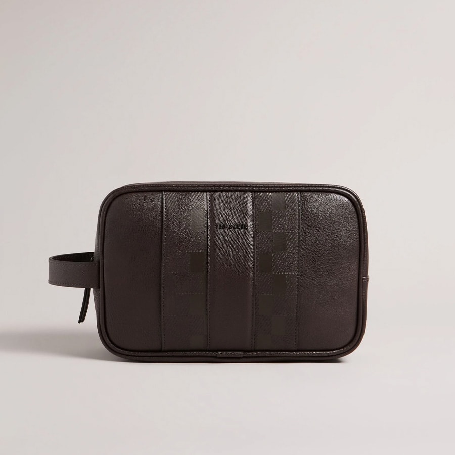 Panel faux leather washbag