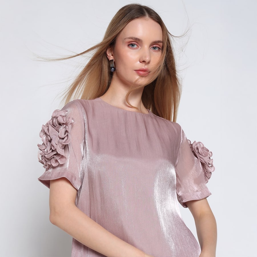 Pink Top With Corsage